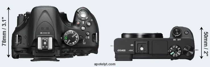 Compare D5200 versus A6400 top