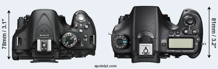 Compare D5200 versus A77 II top