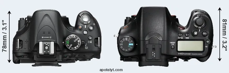 Compare D5200 versus A77 top