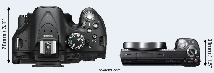Compare D5200 versus NEX-5N top
