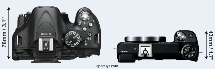 Compare D5200 versus NEX-6 top