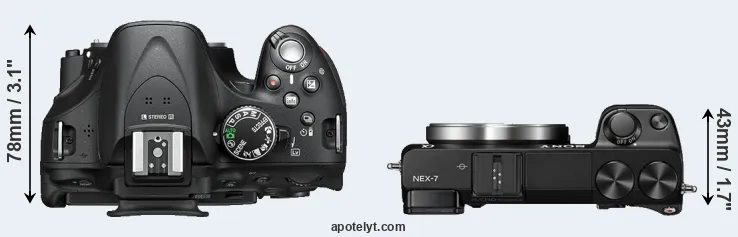 Compare D5200 versus NEX-7 top