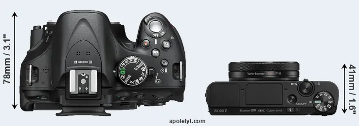 Compare D5200 versus RX100 V top
