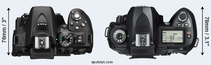Compare D5300 versus D70s top