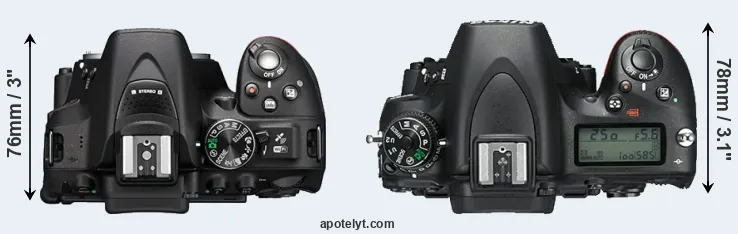 Compare D5300 versus D750 top