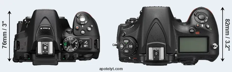 Compare D5300 versus D810 top