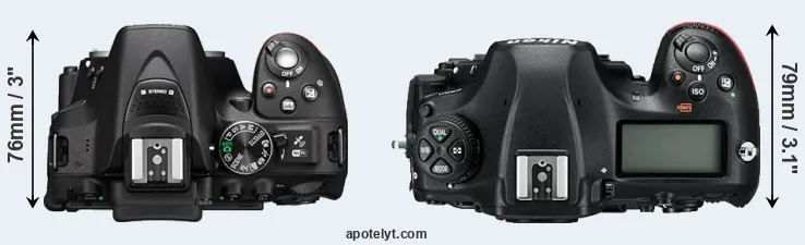Compare D5300 versus D850 top