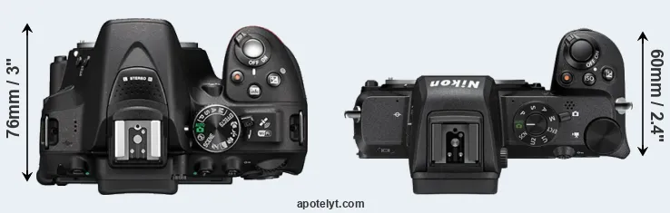 Compare D5300 versus Z50 top