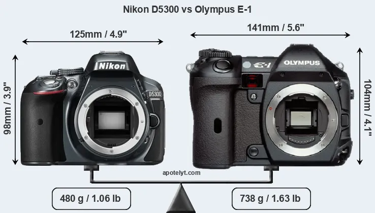 Size Nikon D5300 vs Olympus E-1