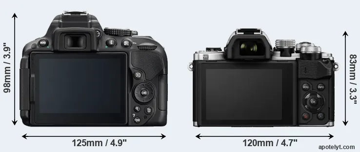Comparison D5300 or E-M10 II rear