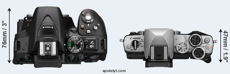 Compare D5300 versus E-M10 II top