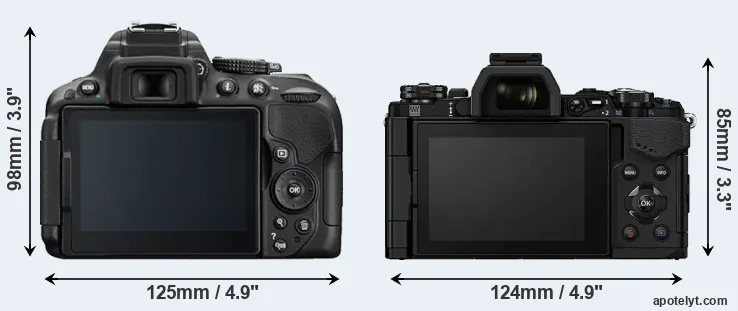 Comparison D5300 or E-M5 II rear