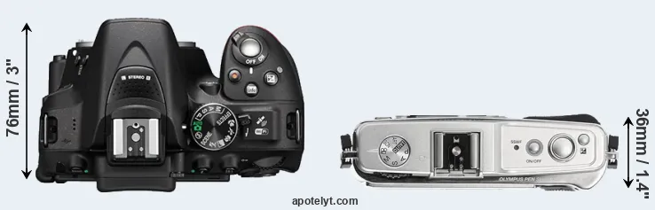 Compare D5300 versus E-P1 top