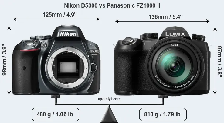 Size Nikon D5300 vs Panasonic FZ1000 II