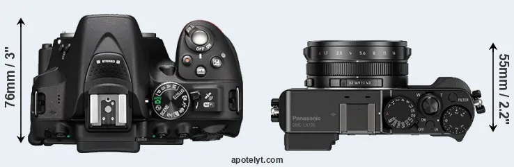 Compare D5300 versus LX100 top