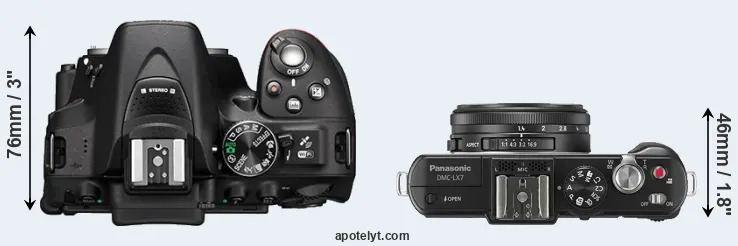 Compare D5300 versus LX7 top