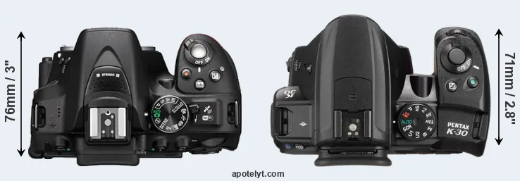 Compare D5300 versus K-30 top