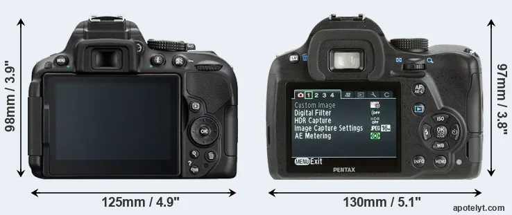 Comparison D5300 or K-500 rear