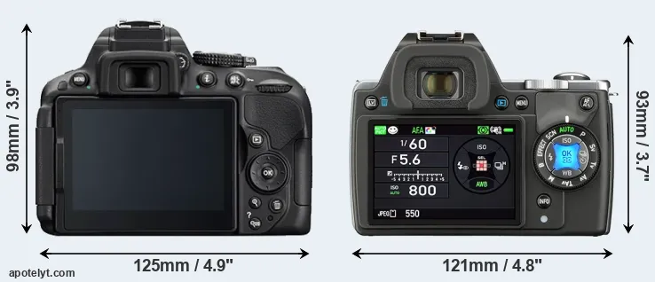 Comparison D5300 or K-S1 rear