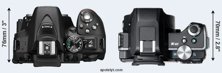 Compare D5300 versus K-S1 top