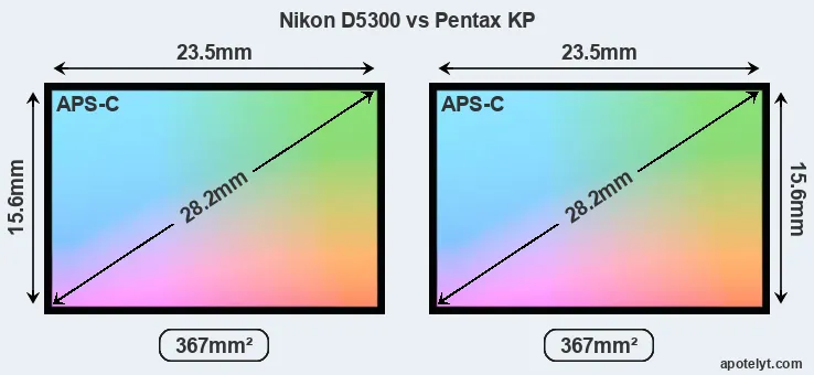 Nikon D5300 and Pentax KP sensor measures