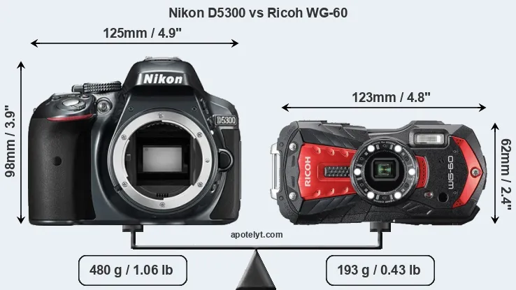 Size Nikon D5300 vs Ricoh WG-60
