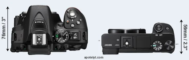 Compare D5300 versus A6100 top