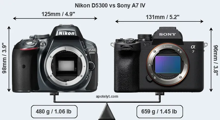 Size Nikon D5300 vs Sony A7 IV