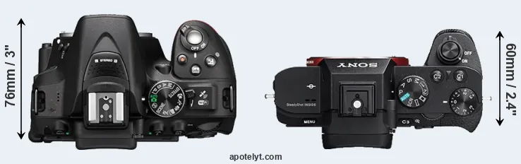 Compare D5300 versus A7R II top