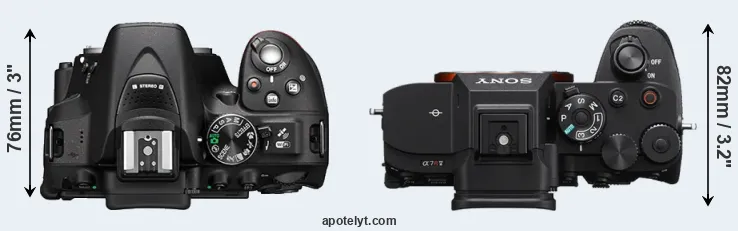 Compare D5300 versus A7R V top