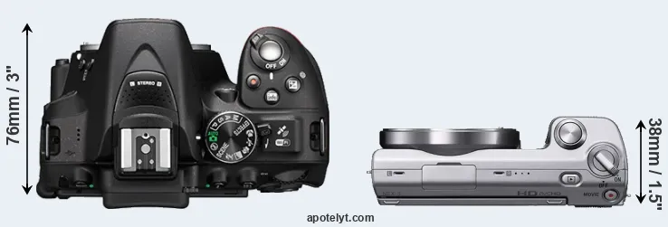 Compare D5300 versus NEX-5 top