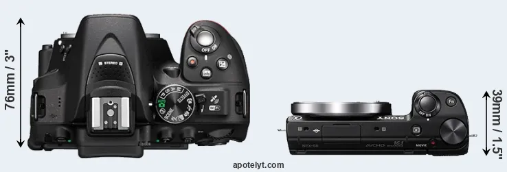 Compare D5300 versus NEX-5R top