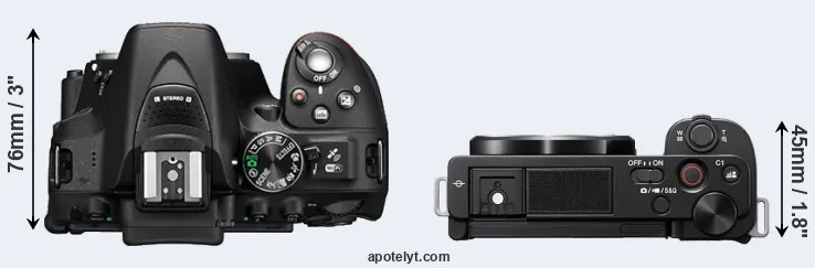 Compare D5300 versus ZV-E10 top