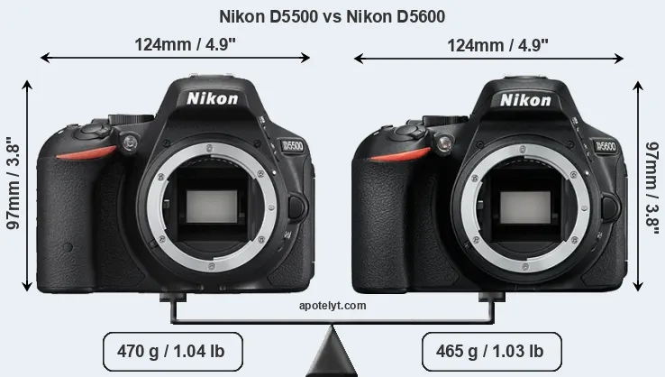 Size Nikon D5500 vs Nikon D5600