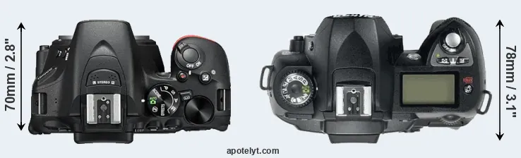 Compare D5500 versus D70 top