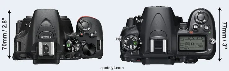 Compare D5500 versus D7000 top