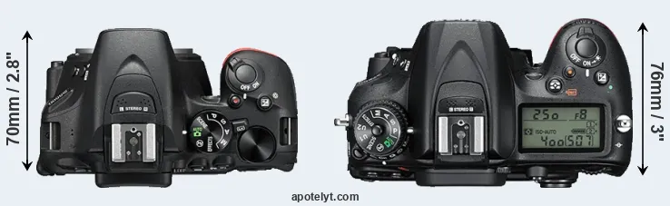 Compare D5500 versus D7200 top