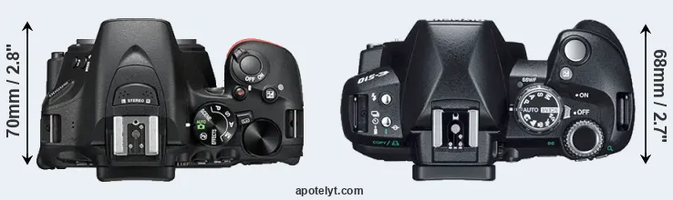 Compare D5500 versus E-510 top