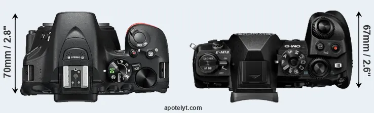 Compare D5500 versus E-M1 II top