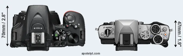 Compare D5500 versus E-M10 II top