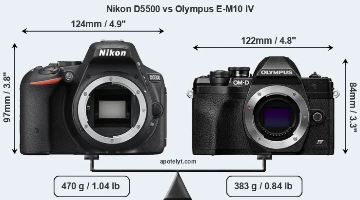 Size Nikon D5500 vs Olympus E-M10 IV