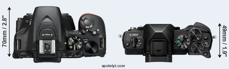 Compare D5500 versus E-M10 IV top