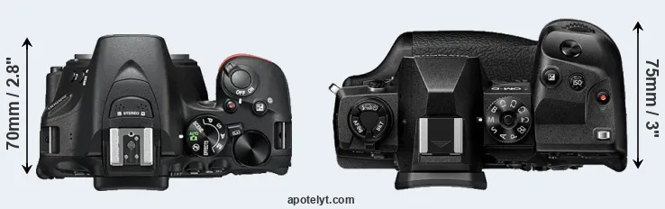 Compare D5500 versus E-M1X top