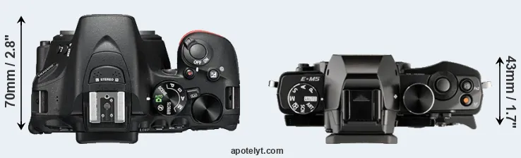 Compare D5500 versus E-M5 top