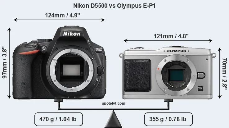 Size Nikon D5500 vs Olympus E-P1