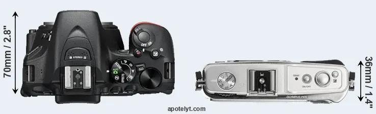 Compare D5500 versus E-P1 top