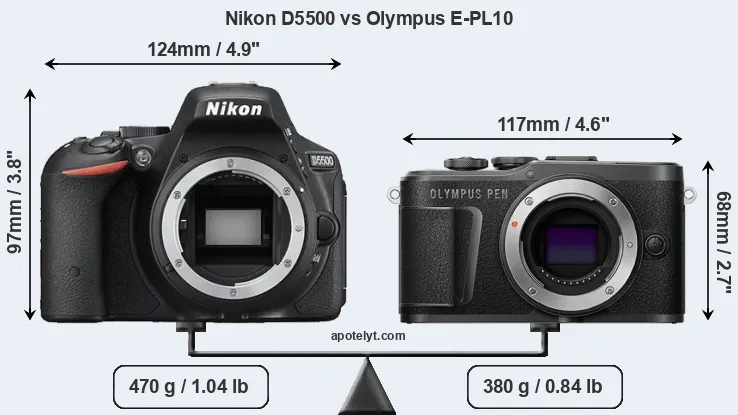 Size Nikon D5500 vs Olympus E-PL10