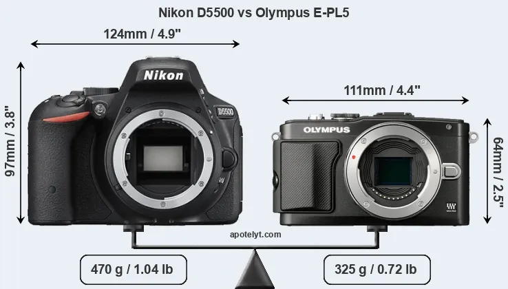 Size Nikon D5500 vs Olympus E-PL5