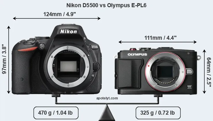 Size Nikon D5500 vs Olympus E-PL6