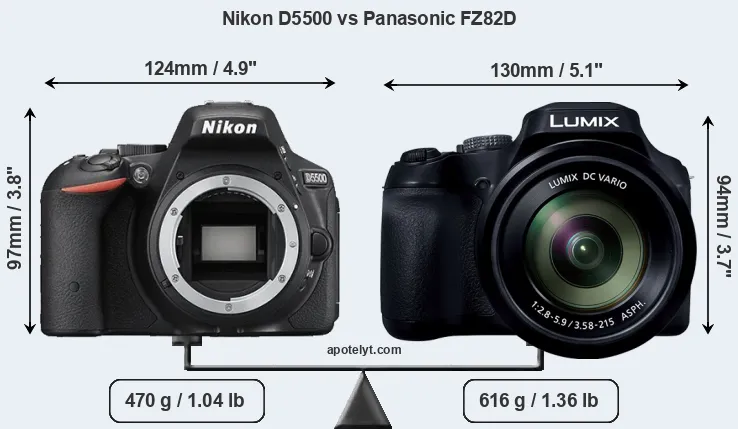 Size Nikon D5500 vs Panasonic FZ82D